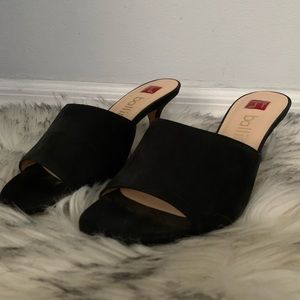 Ballin black suede heels